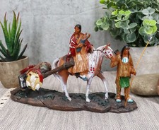 Native American Family Collectible Indian Figurine Sculpture 8.25"L Collectible
