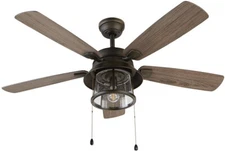 Ceiling Fan Shanahan 52 in. LED Indoor Outdoor Bronze Light Kit Seeded Glass