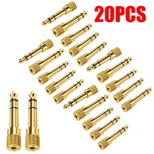 20PC TRS Stereo Audio Headphone Adapter 6.35mm 1/4" Male to 3.5mm 1/8" Female