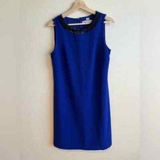 Loft blue A line dress work business with neck detail