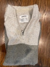 Sonoma Mens1/4 Zip Sweater Gray/Tan Large