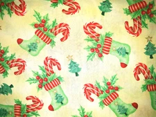 1 1/4 Yds. X 44" w CHRISTMAS  Stockings Print Cotton Fabric ~ Oakhurst Textiles
