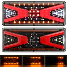 2PCS 12V X-SHAPE DYNAMIC LED REAR TAIL LIGHT TRUCK UTE CARAVAN BRAKE INDICATOR