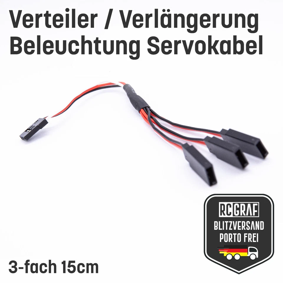Servokabel Y-Kabel 3-fach 15cm 30cm Servo Splitter Verlängerungskabel Verteiler - Bild 3 von 4
