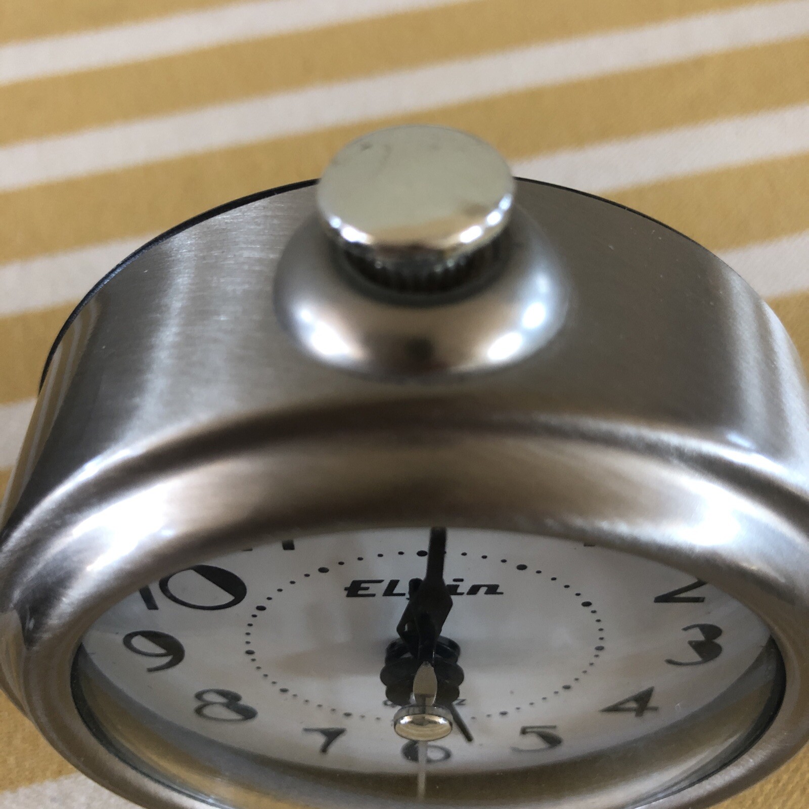 Elgin Brushed Pewter Bedside Alarm Clock Quartz Battery Operated eBay