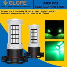 GLOFE 5202 5201  LED Fog Driving Light Bulbs 92SMD Green For Dodge Jeep Subaru