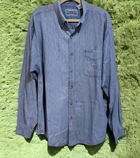 Denim Shirt Men  s Sz L Button Up Long Sleeve Blue Western Rockabilly