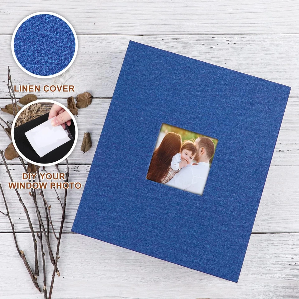 Álbum de fotos 6X8, capa dura de linho deslizamento sem ácido em capas de álbuns de fotos H - Imagem 3 de 4