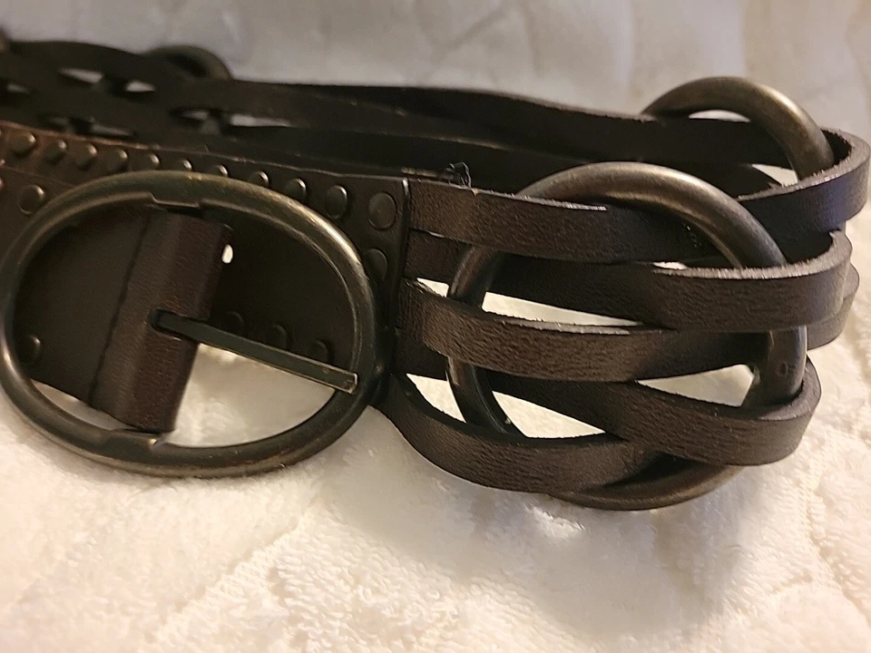 Cinturón ancho de cuero marrón talla mediana usado en excelente estado Nine West Foto 4 de 4