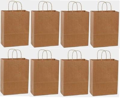 50 13x7x17 Kraft Brown Paper Handle Shopping Gift Merchandise Carry Retail Bags