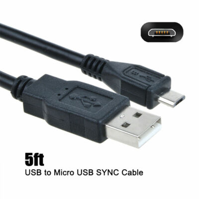 5ft Micro USB Cable Data Sync USB 2.0 Fast Charger Cord for Android DVR GPS POS