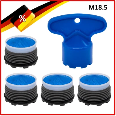 MARKENLOS 4 X Strahlregler Perlator M18,5 x 1 und 1 X Schlüssel M18.5