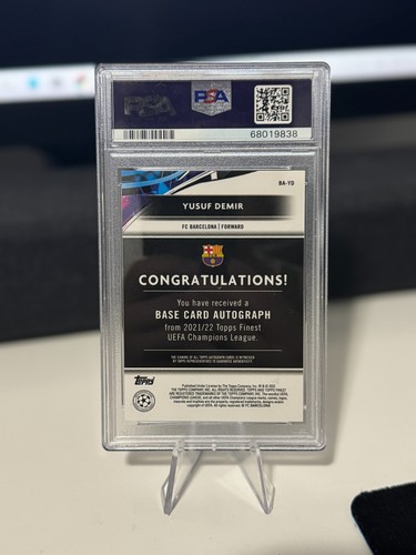 2021-22 Topps Finest UCL Auto Yusuf Demir #BA-YD Rookie Auto RC PSA 9 MINT - Picture 2 of 4