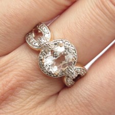 925 Sterling Silver Gold Plated DBJ Real Light Blue Topaz Gem Ring Size 8