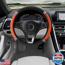RGOAANC Bling Soft Leather Steering Wheel Cover, Car Wheel Cover, 15 Inch Col