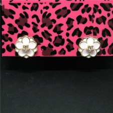 New Pink Enamel Cute Girls Flower Crystal Fashion Women Stand Earring Gifts