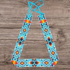 Beaded Hat Band Geometric Southwestern Pattern Cowboy Rode Handmade hatband