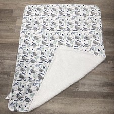 Sketchy Dinosaurs Cute Baby Blanket Soft Minky Sherpa Double Sided Navy Blue