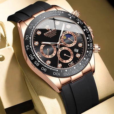 BINBOND Luxury Classic Mens Chronograph Waterproof Sports Quartz Wrist Watches