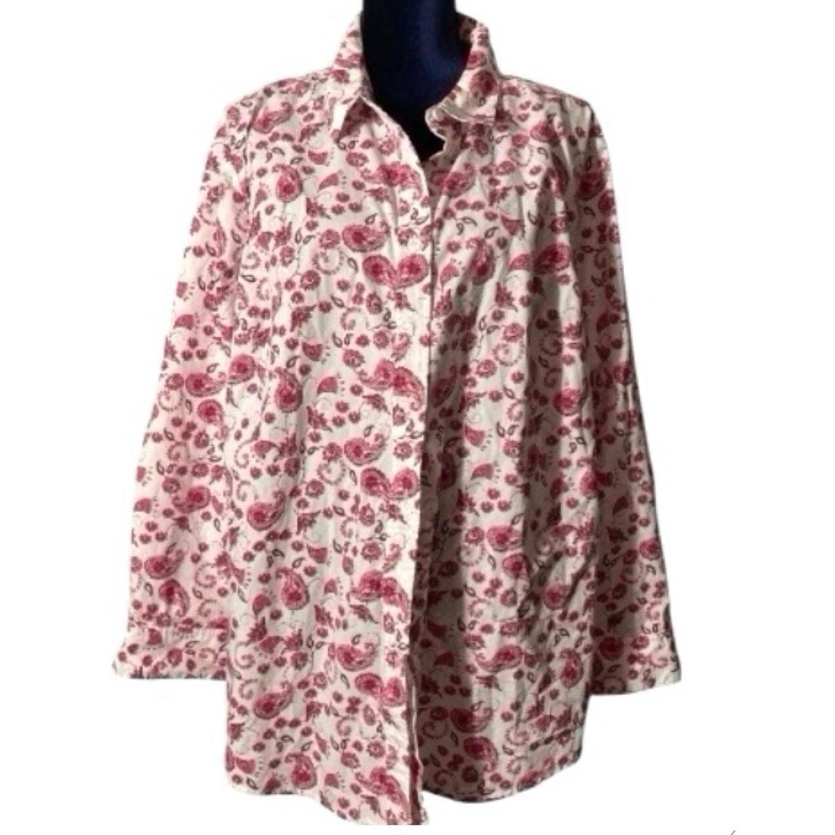Haut Imprimé Paisley PINK Taille L - Manches Courtes, Coupe Tunique, Multicolore Rose Vif/blanc, Occasion Très Bon état