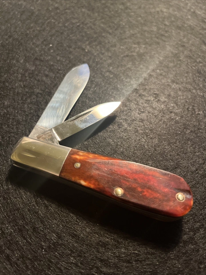 Case XX Barlow 1970 Red Saw cut Bone Spear Point & Leather Slip - Image 4 of 4