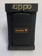 VINTAGE HAVOLINE TEXACO OIL & GAS BLACK SLIM ZIPPO LIGHTER NEW IN BOX