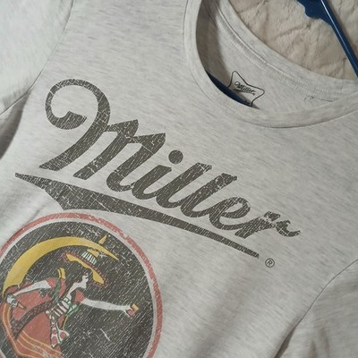 Miller High Life Shirt Adult Small Heather Gray Girl in the Moon Beer Promo 