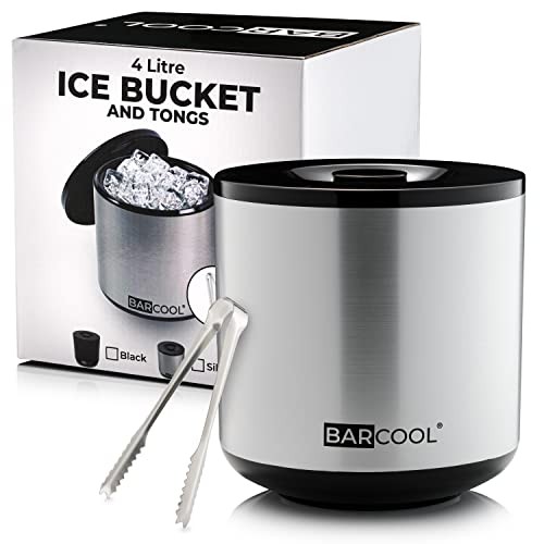 Barcool Ice Bucket with Lid and Ice Tongs |  Assorted sizes , colors 