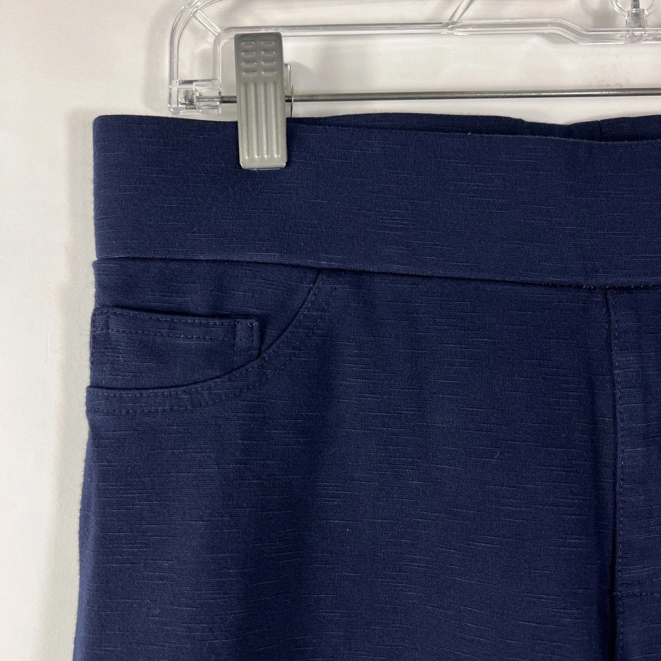 Leggings recortados Matty M para mujer pantalones elásticos medianos tiro medio azul marino Foto 4 de 4