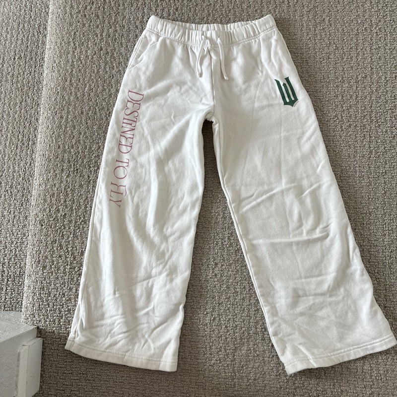 Abercrombie Kids Wide Leg Sweatpants Gray 11/12 White