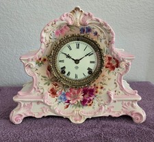 ANTIQUE ANSONIA PORCELAIN MANTEL CLOCK-ROYAL ...