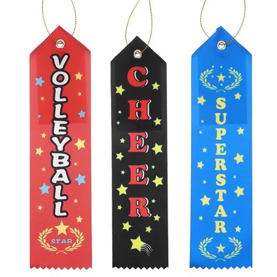 99stk Auszeichnungsbänder, 8 x 2" CHEER/SUPERSTAR/VOLLEYBALL, Schwarz/Rot/Blau - Bild 1 von 4