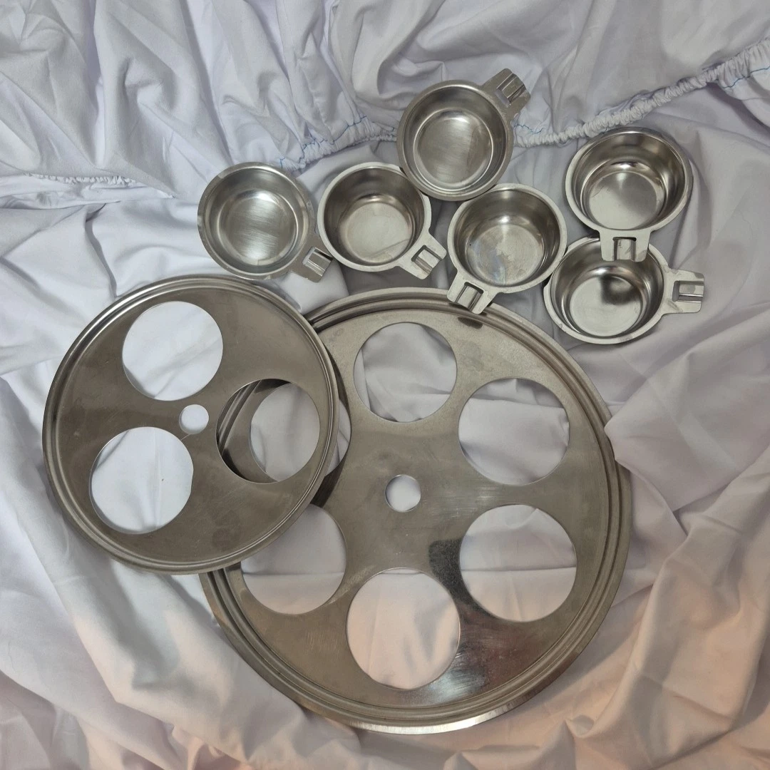 Stainless Steel Egg Poacher 2 Inserts and 6 Egg Cup Set See Photo For Size
Opens in a new window or 