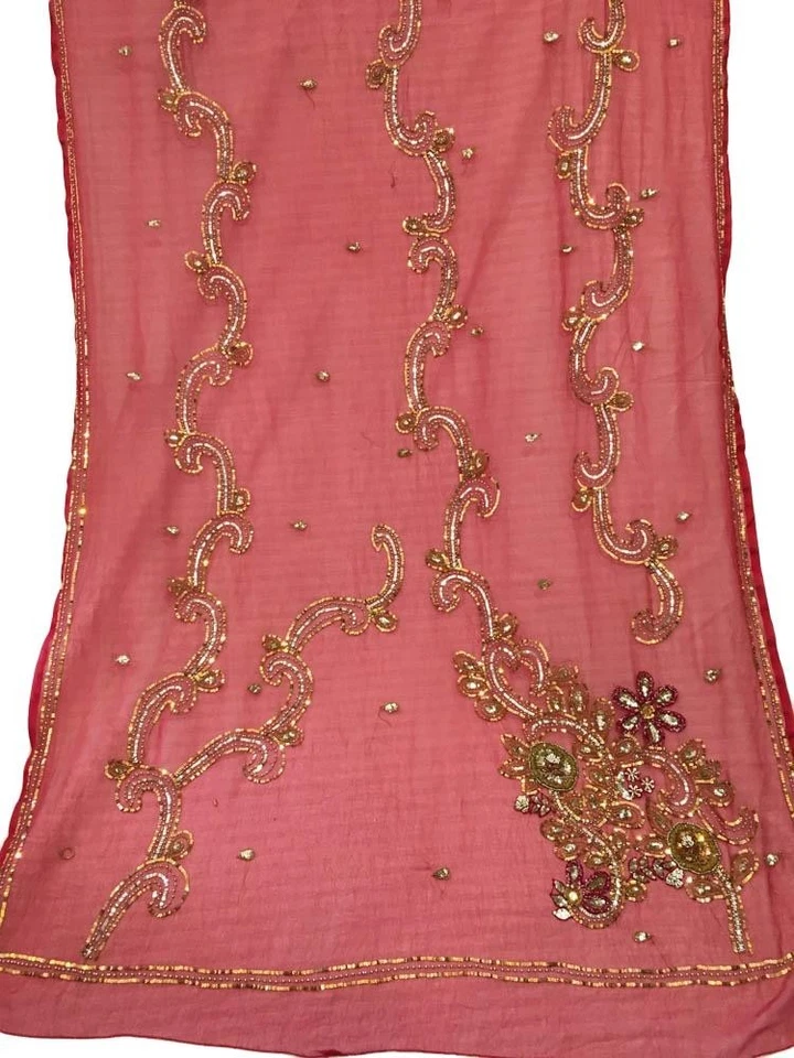 Шарф Georgette Dupatta винтажный индийский вышитый длинный украденный для женщины LD7216 - Изображение 2 из 4