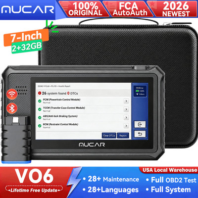 MUCAR VO6 Auto Diagnostic Scanner FCA AutoAuth Key Code 28+Resets Lifetime Free