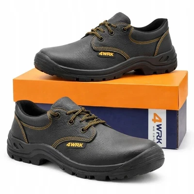 Chaussures de sécurité travail basses Cuir S1 Embout acier Noir 39-47 - Photo 1/4