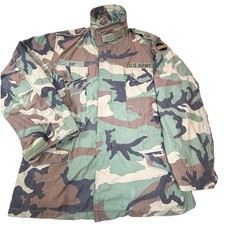 Vintage 80s Us Army M-65 Cold Weather Field Coat Medium Regular Woodland Camo