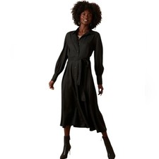 Banana Republic Tencel Shirt Dress Black Size MP (Medium Petite)