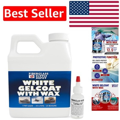 Marine-Grade White Gelcoat with Wax - Easy Maintenance & Surface Protection Pint