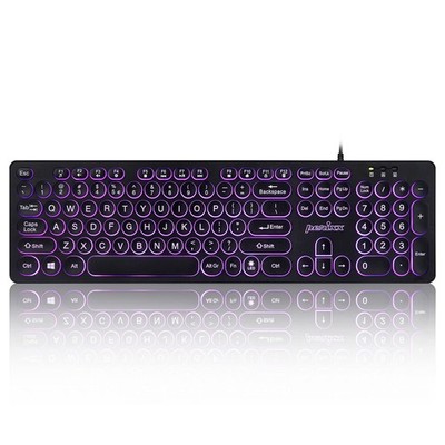 Wired Backlit USB Keyboard - Big Print Letters, Tri-Color LED, Round Keycaps,...