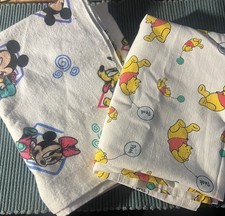 Vtg Winnie the pooh flat crib sheet  Mickey  Friends receiving blanket EUC