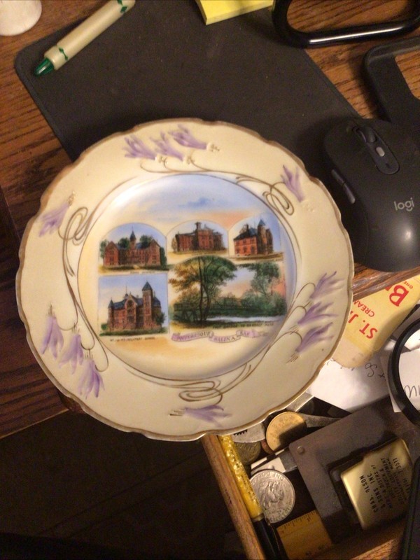 8.25” Advertising Plate Salina Kansas Watson Myers Real Photo Military School . 