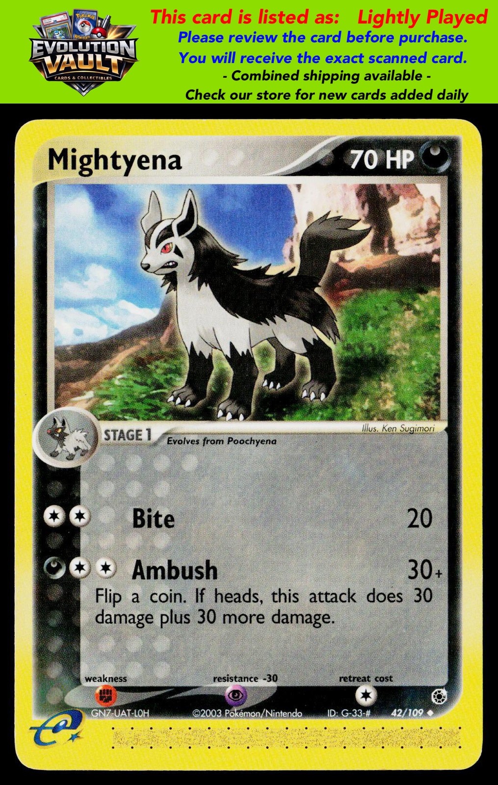 Ruby and Sapphire #42/109 Mightyena (LP)