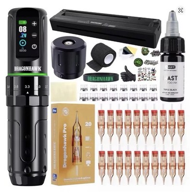 Dragonhawk L3 Tattoo Machine Kit Full Set Wireless Rotary Pen 7 Strokes 2000mAh