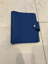 HERMES Ulysse Neo Notebook Cover Taurillon Leather Blue Silver Hardware C AM 009
