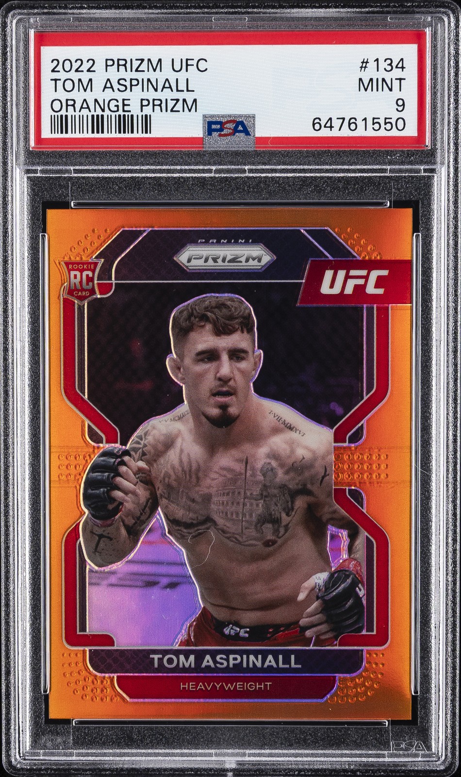 2022 PANINI PRIZM UFC ORANGE PRIZM #134 TOM ASPINALL 91/99 PSA 9
