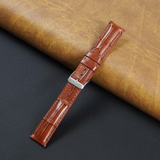 20mm Brown Leather Watch Band Padded Genuine Crocodile Watch Strap Quick Release