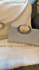 Women's 2 Silver  Gold Rhinestone Clutch NWT