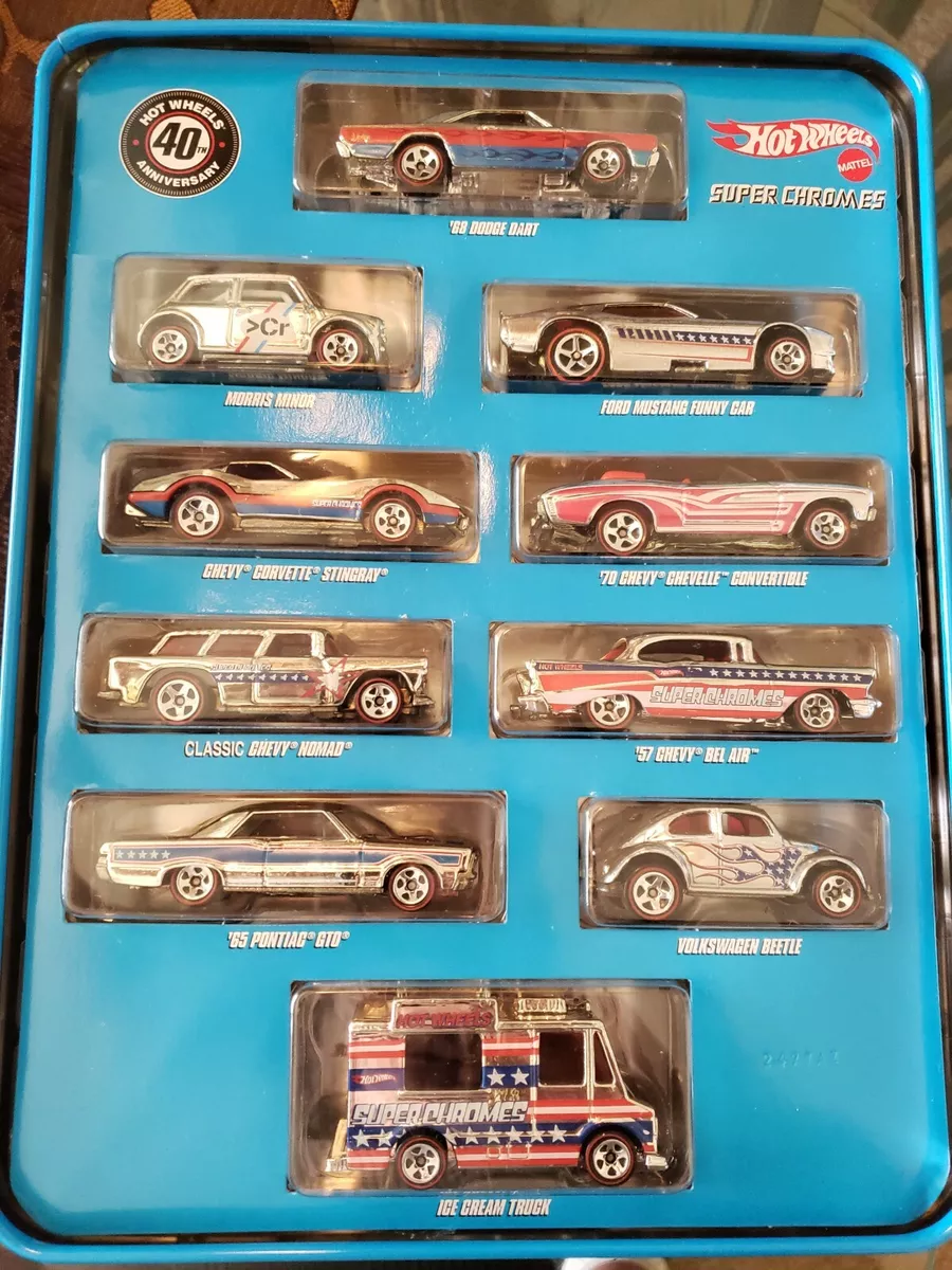 Hot Wheels Super Chromes 10 Car Tin