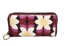 FOSSIL Keyper Zip Around Continenal Wallet Multi Floral Coated Canvas  Leather